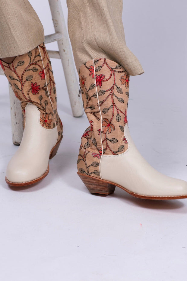 EMBROIDERED ROUND BOOTS PERRY - sustainably made MOMO NEW YORK sustainable clothing, boots slow fashion