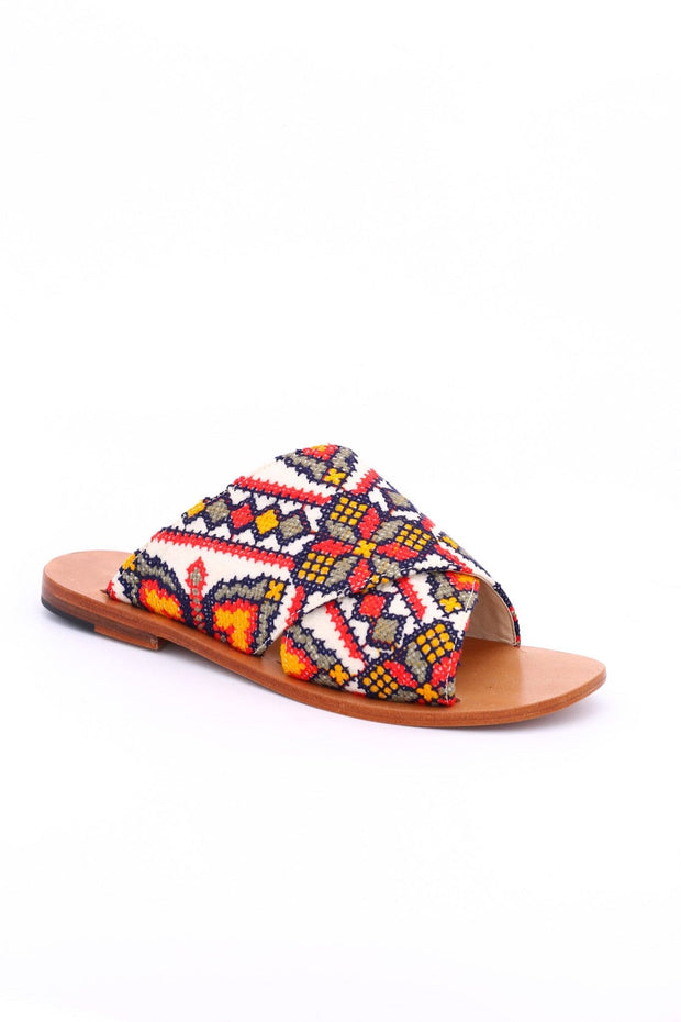 EMBROIDERED SANDALS DAISY - sustainably made MOMO NEW YORK sustainable clothing, mules slow fashion