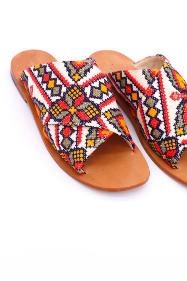 EMBROIDERED SANDALS DAISY - sustainably made MOMO NEW YORK sustainable clothing, mules slow fashion