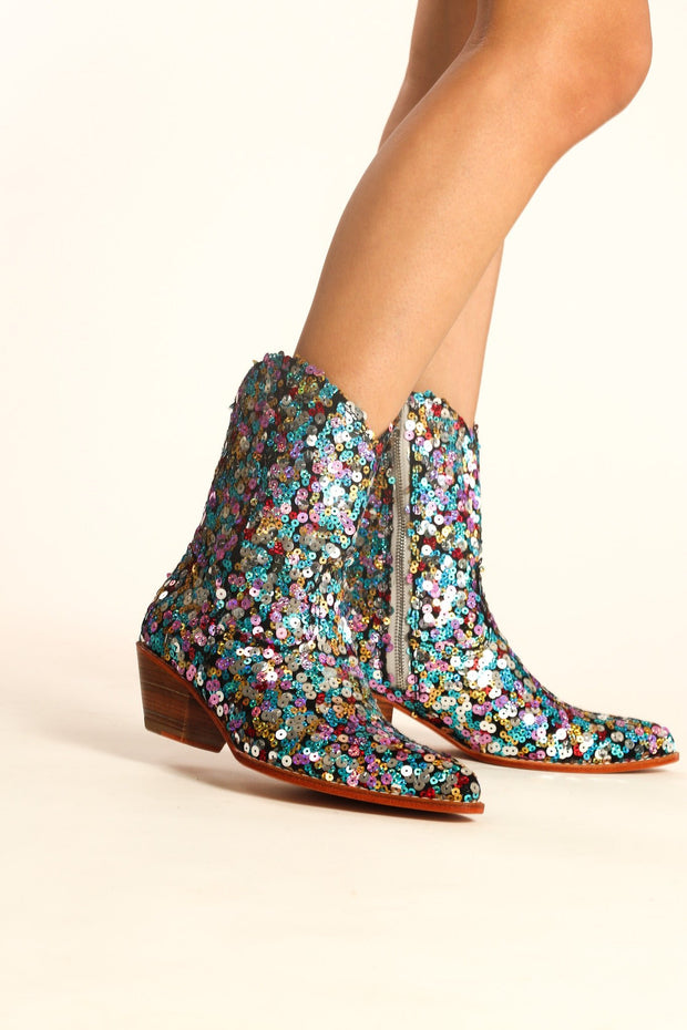 EMBROIDERED SEQUIN BOOTS NING - sustainably made MOMO NEW YORK sustainable clothing, boots slow fashion