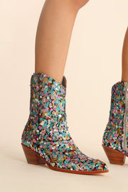 EMBROIDERED SEQUIN BOOTS NING - sustainably made MOMO NEW YORK sustainable clothing, boots slow fashion