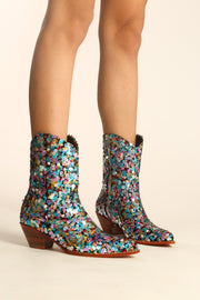 EMBROIDERED SEQUIN BOOTS NING - sustainably made MOMO NEW YORK sustainable clothing, boots slow fashion