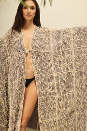 EOLO GRAY KIMONO - sustainably made MOMO NEW YORK sustainable clothing, Embroidered Kimono slow fashion