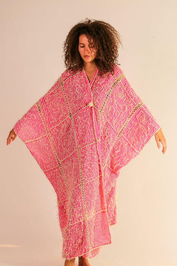 FRINGE STITCH KIMONO MADONNA - sustainably made MOMO NEW YORK sustainable clothing, Kimono slow fashion