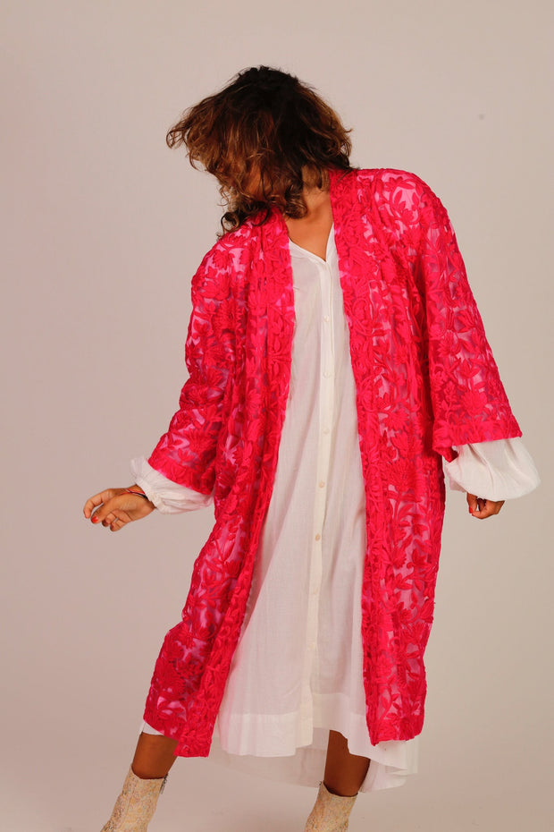 FUCHSIA PINK KIMONO BARBIE - sustainably made MOMO NEW YORK sustainable clothing, kimono slow fashion