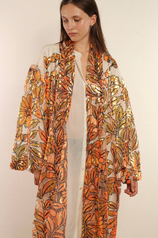 GOLD FOREST KIMONO - sustainably made MOMO NEW YORK sustainable clothing, kimono slow fashion