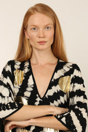 HAND BATIK GOLD DOT KAFTAN LIENA - sustainably made MOMO NEW YORK sustainable clothing, dress slow fashion