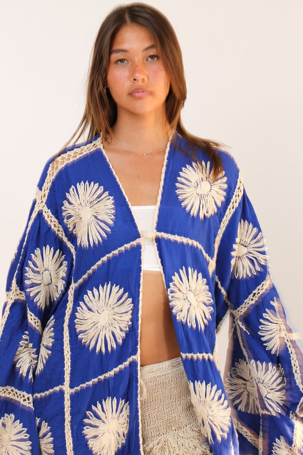 HAND CROCHET KIMONO MAIGRET X FREE PEOPLE - sustainably made MOMO NEW YORK sustainable clothing, Kimono slow fashion