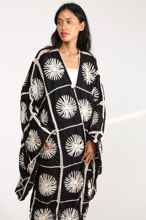 HAND CROCHET KIMONO MAIGRET X FREE PEOPLE - sustainably made MOMO NEW YORK sustainable clothing, Kimono slow fashion