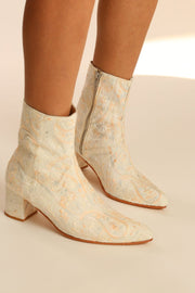 IVORY SILK EMBROIDERED WEDDING BOOTS GOLDEN - sustainably made MOMO NEW YORK sustainable clothing, boots slow fashion