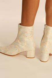 IVORY SILK EMBROIDERED WEDDING BOOTS GOLDEN - sustainably made MOMO NEW YORK sustainable clothing, boots slow fashion