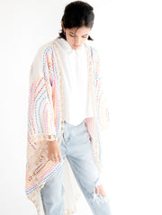 Kaftan Kimono Bila White - sustainably made MOMO NEW YORK sustainable clothing, Boho Chic slow fashion