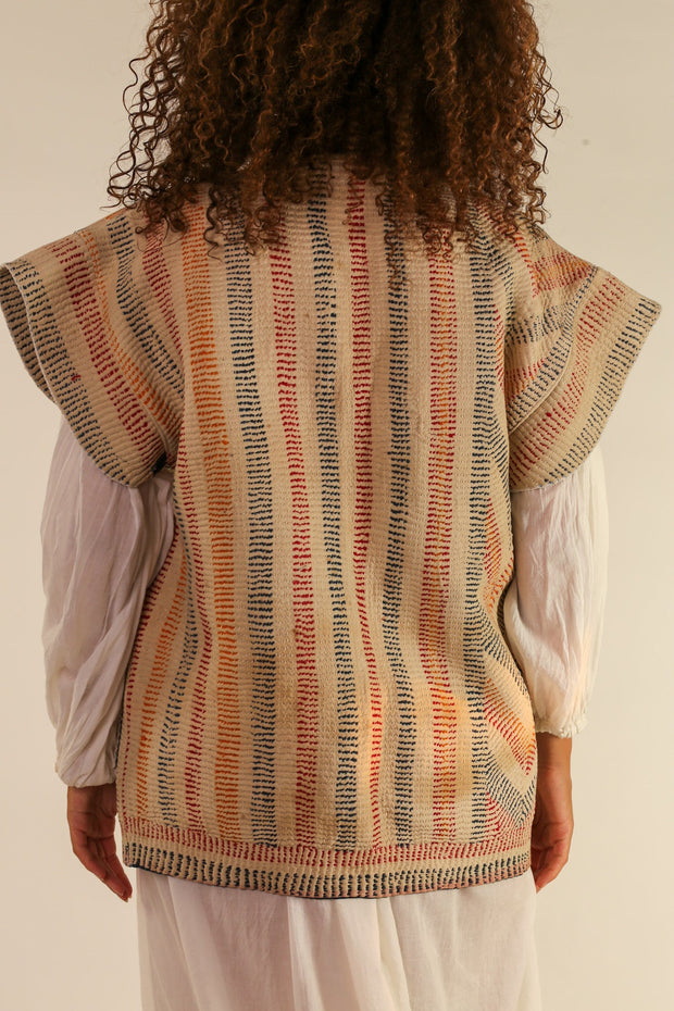KANTHA VINTAGE QUILT VEST ROMY - sustainably made MOMO NEW YORK sustainable clothing, slow fashion