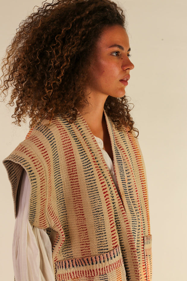 KANTHA VINTAGE QUILT VEST ROMY - sustainably made MOMO NEW YORK sustainable clothing, slow fashion