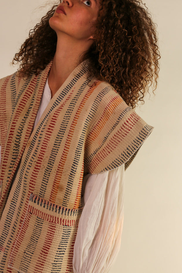 KANTHA VINTAGE QUILT VEST ROMY - sustainably made MOMO NEW YORK sustainable clothing, slow fashion