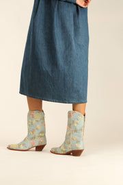 LIGHT BLUE EMBROIDERED BOOTS YANA - sustainably made MOMO NEW YORK sustainable clothing, boots slow fashion