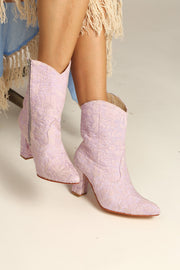 LIGHT PINK HEELED BOOTS LAETITIA - sustainably made MOMO NEW YORK sustainable clothing, boots slow fashion