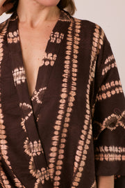 LINEN SILK MIX HAND TIE DYE KIMONO RESE - sustainably made MOMO NEW YORK sustainable clothing, Kimono slow fashion