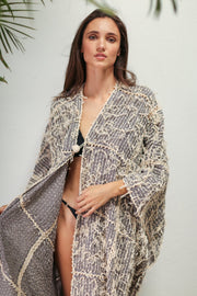 MAXI KIMONO HAND STITCH BONYU - sustainably made MOMO NEW YORK sustainable clothing, Kimono slow fashion