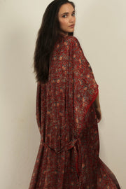 MONUS FLOWER MODAL SILK KIMONO - sustainably made MOMO NEW YORK sustainable clothing, Embroidered Kimono slow fashion