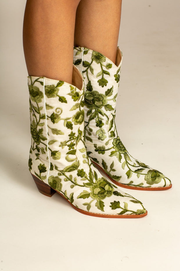 NATURE LOVE EMBROIDERED WESTERN BOOTS - sustainably made MOMO NEW YORK sustainable clothing, wholesaleshoes slow fashion