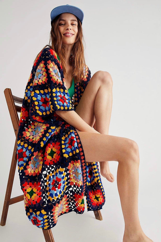 NONI HAND CROCHET PONCHO X FREE PEOPLE - sustainably made MOMO NEW YORK sustainable clothing, crochet slow fashion