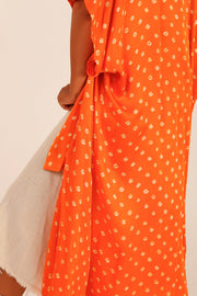 ORANGE POLKA DOT SILK KIMONO - sustainably made MOMO NEW YORK sustainable clothing, Kimono slow fashion