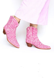 PINK BATIK BOOTS NATASHA - sustainably made MOMO NEW YORK sustainable clothing, boots slow fashion