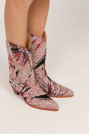 PINK BLACK SEQUIN EMBROIDERED WESTERN BOOTS RIAL - sustainably made MOMO NEW YORK sustainable clothing, boots slow fashion