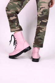 PINK COMBAT BOOTS ADA - sustainably made MOMO NEW YORK sustainable clothing, boots slow fashion