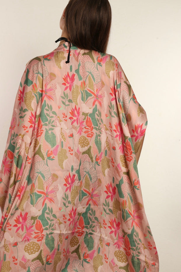 PINK FOREST KIMONO WEISA - sustainably made MOMO NEW YORK sustainable clothing, kimono slow fashion