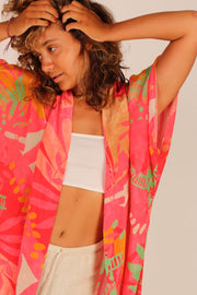 PINK SILK KIMONO SAMANTHA - sustainably made MOMO NEW YORK sustainable clothing, kimono slow fashion