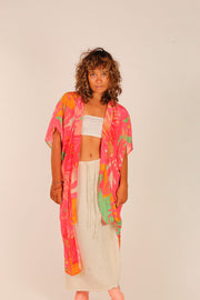 PINK SILK KIMONO SAMANTHA - sustainably made MOMO NEW YORK sustainable clothing, kimono slow fashion