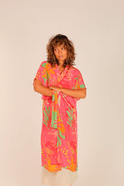 PINK SILK KIMONO SAMANTHA - sustainably made MOMO NEW YORK sustainable clothing, kimono slow fashion