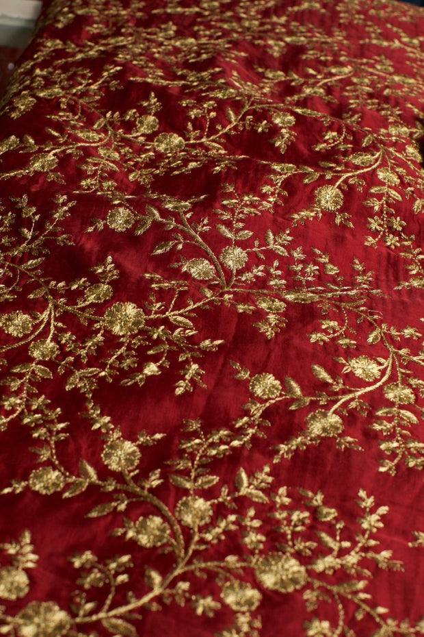 RED EMBROIDERED SILK B32-26 - sustainably made MOMO NEW YORK sustainable clothing, fabric slow fashion