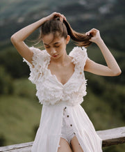 RUFFLE DETAIL COTTON BOHO DRESS FOX - sustainably made MOMO NEW YORK sustainable clothing, dress slow fashion