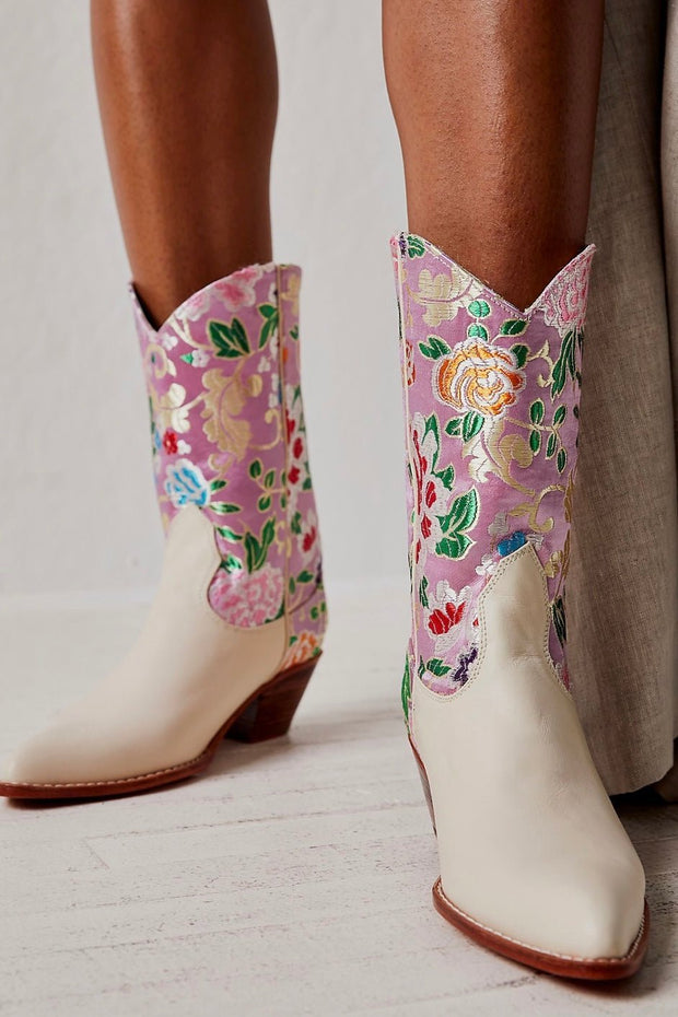 SELINA WESTERN CHINESE SILK BOOTS - sustainably made MOMO NEW YORK sustainable clothing, boots slow fashion