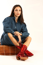 SEQUIN BOOTS ANNI - sustainably made MOMO NEW YORK sustainable clothing, boots slow fashion