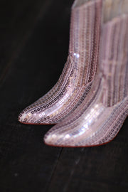 SEQUIN EMBROIDERED HEELED BOOTS SALIB - sustainably made MOMO NEW YORK sustainable clothing, boots slow fashion