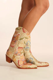 SEQUIN EMBROIDERED WESTERN BOOTS SILK GABRIELA - sustainably made MOMO NEW YORK sustainable clothing, boots slow fashion