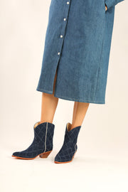 SHORT DENIM BOOTS SANTI - sustainably made MOMO NEW YORK sustainable clothing, boots slow fashion