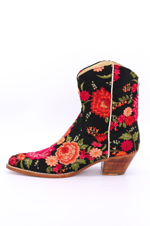 SHORT WESTERN BOOTS EMBROIDERED LEILA - sustainably made MOMO NEW YORK sustainable clothing, boots slow fashion