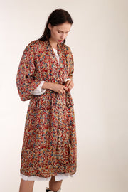 SILK BLOCK PRINT KIMONO SARU - sustainably made MOMO NEW YORK sustainable clothing, Kimono slow fashion