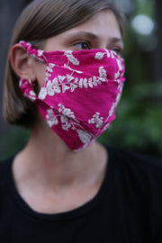 SILK/ COTTON EMBROIDERED FACE MASK YOKO - sustainably made MOMO NEW YORK sustainable clothing, offerfm slow fashion