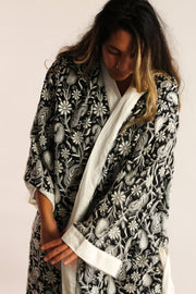 SILK COTTON EMBROIDERED PAISLEY DESIGN KIMONO ALEC - sustainably made MOMO NEW YORK sustainable clothing, Kimono slow fashion