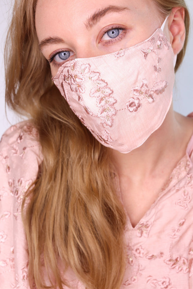 SILK EMBROIDERED COTTON FACE MASK SUSU AYRE - sustainably made MOMO NEW YORK sustainable clothing, offerfm slow fashion