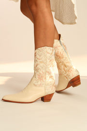 SILK WESTERN EMBROIDERED BOOTS RHEA - sustainably made MOMO NEW YORK sustainable clothing, boots slow fashion