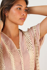 SUNKISSED CROCHET KAFTAN - sustainably made MOMO NEW YORK sustainable clothing, kaftan slow fashion