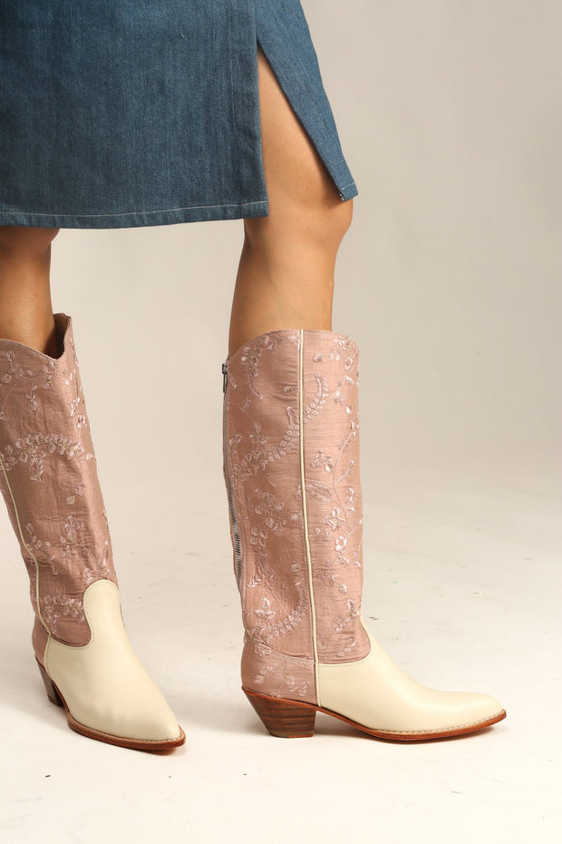 TALL EMBROIDERED BOOTS LYDI - sustainably made MOMO NEW YORK sustainable clothing, boots slow fashion