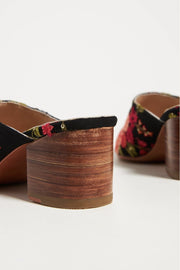 TAPESTRY EMBROIDERED HEELED MULES - sustainably made MOMO NEW YORK sustainable clothing, mules slow fashion